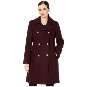 Vince Camuto Women Double-Breasted Long Wool Coat Port Size S